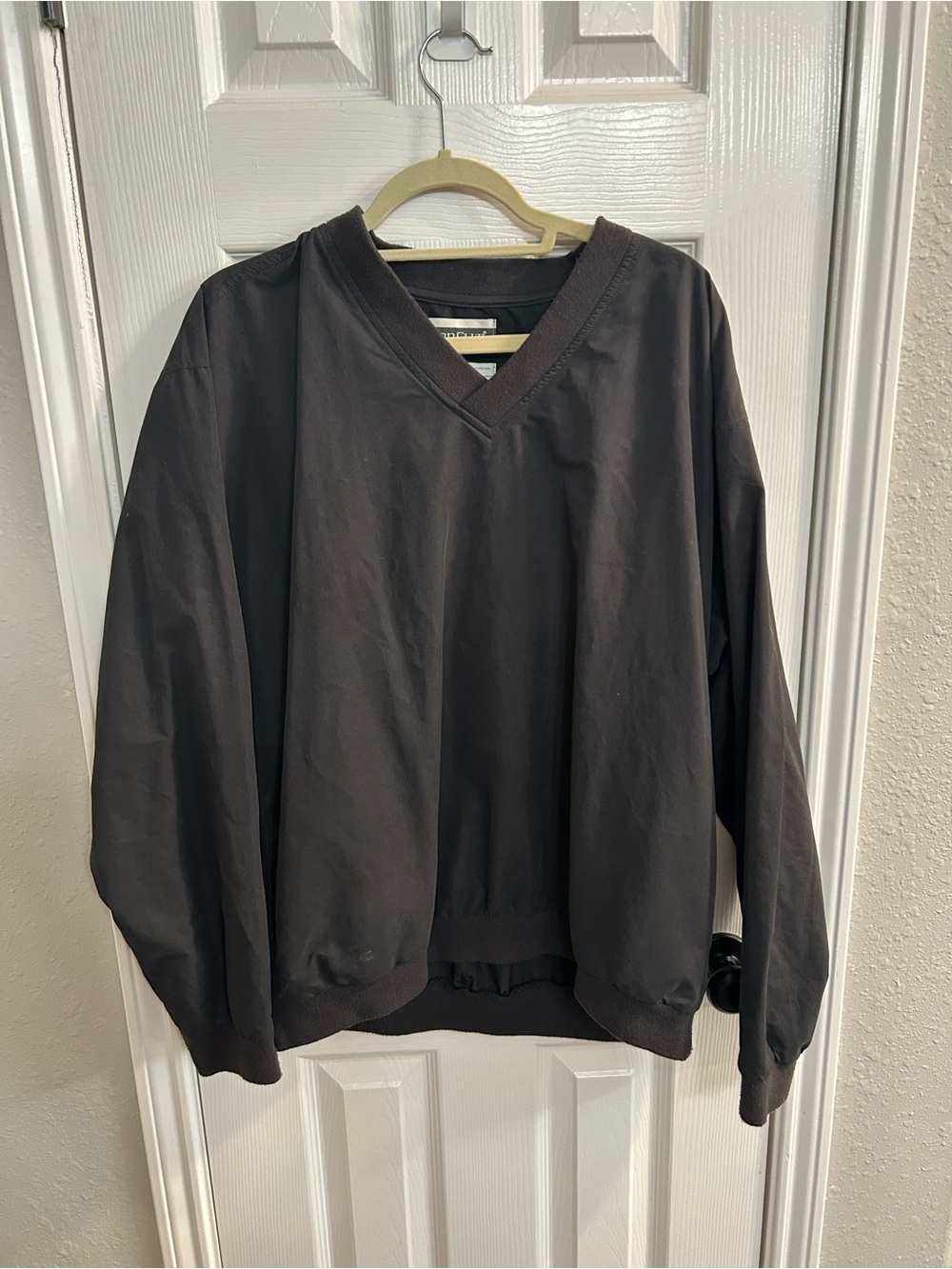 IZOD Club Men's Black V-Neck Pullover Jacket size large vintage